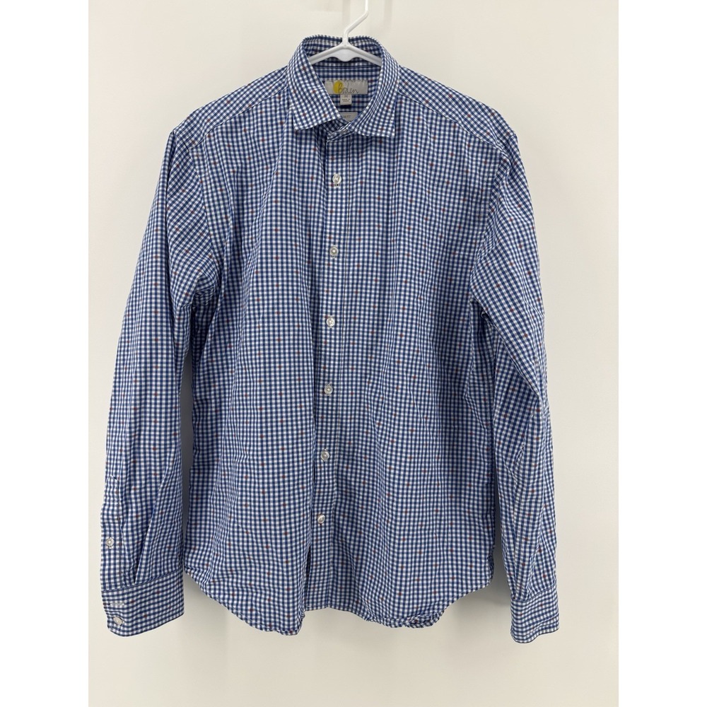 Boden Checkered Shirt Sz M Blue White‎ Long Sleeve Slim Fit Button Up